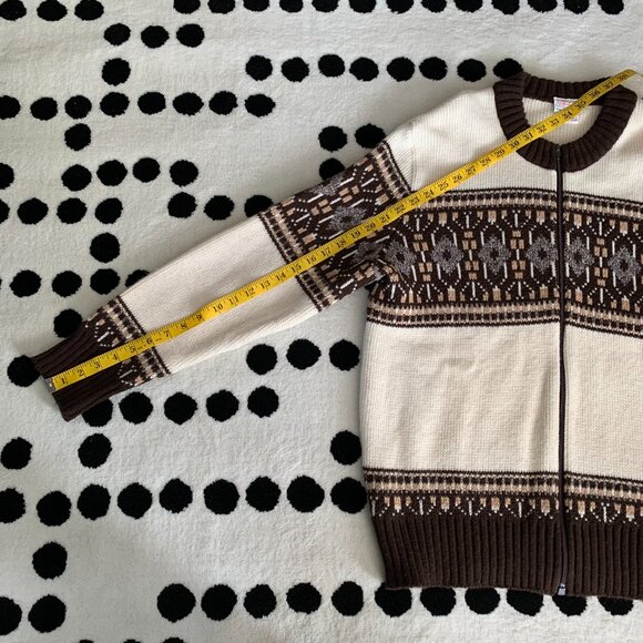 Vintage 90s St Michael Crew Neck Full Zip Fair Isle Cardigan Fishermans Sweater - Picture 10 of 10